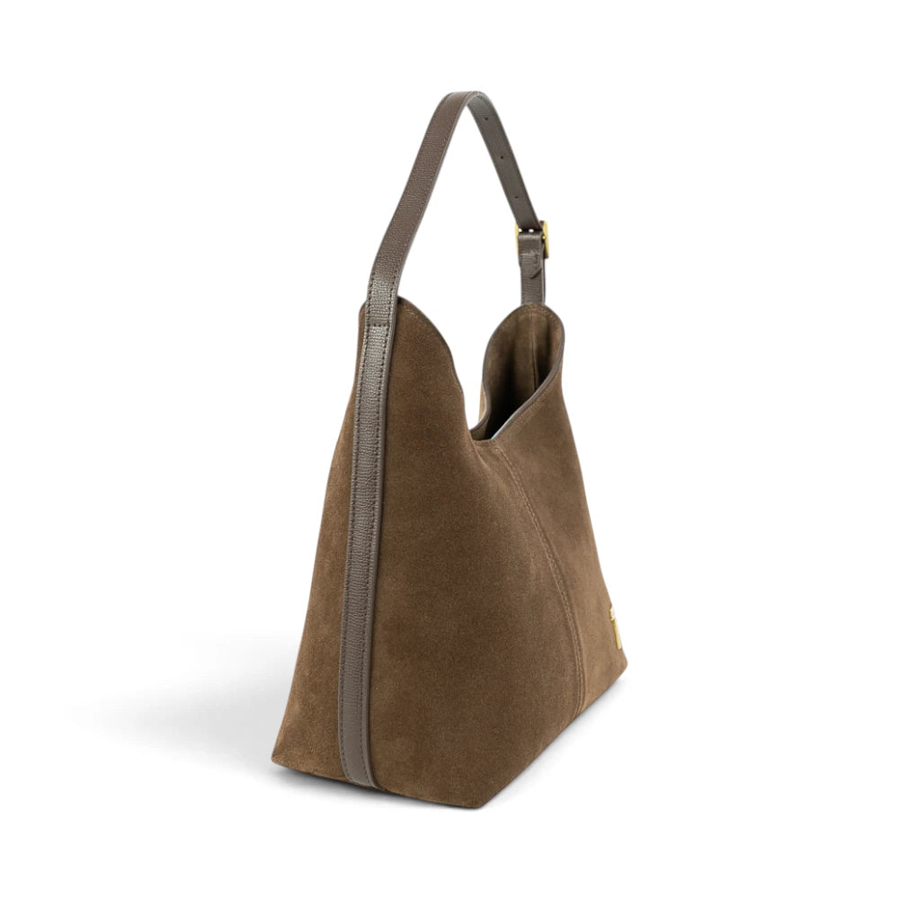 Geanta din piele naturala Suede Chocolate Thianna