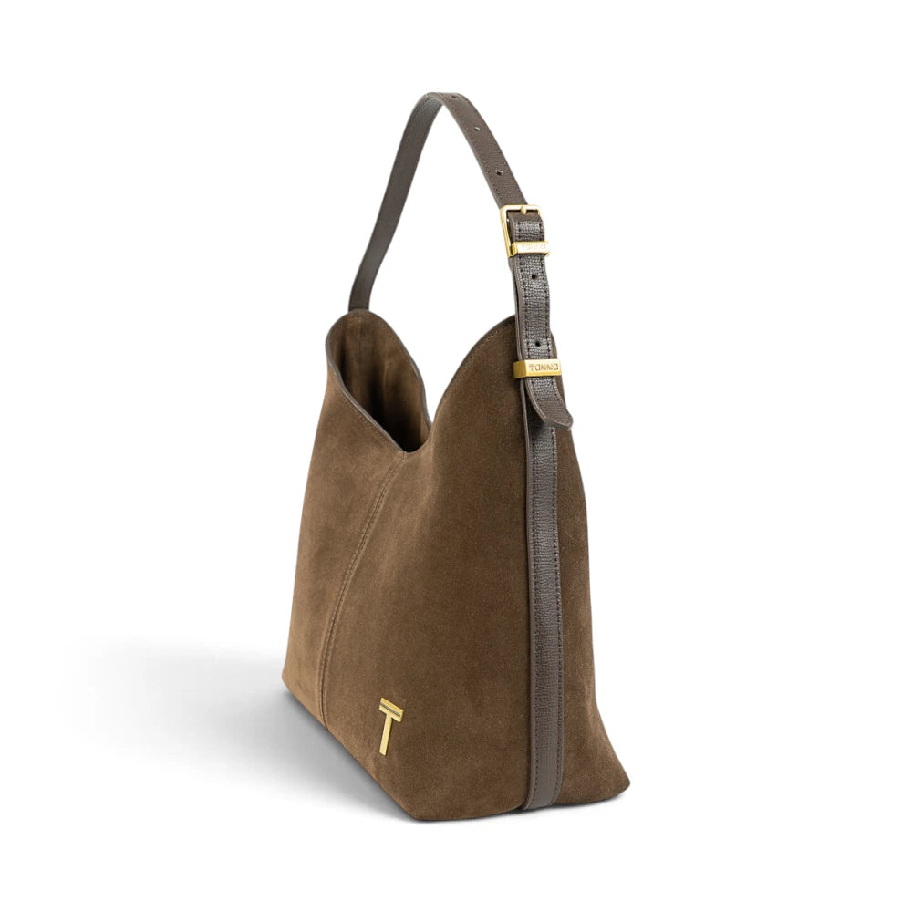 Geanta din piele naturala Suede Chocolate Thianna