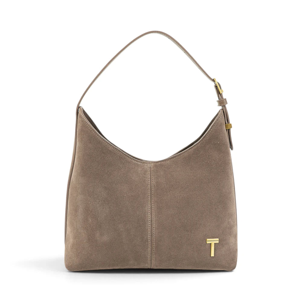 Geanta din piele naturala Suede Capuccino Thianna