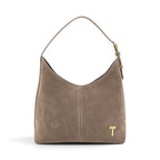 Geanta din piele naturala Suede Capuccino Thianna