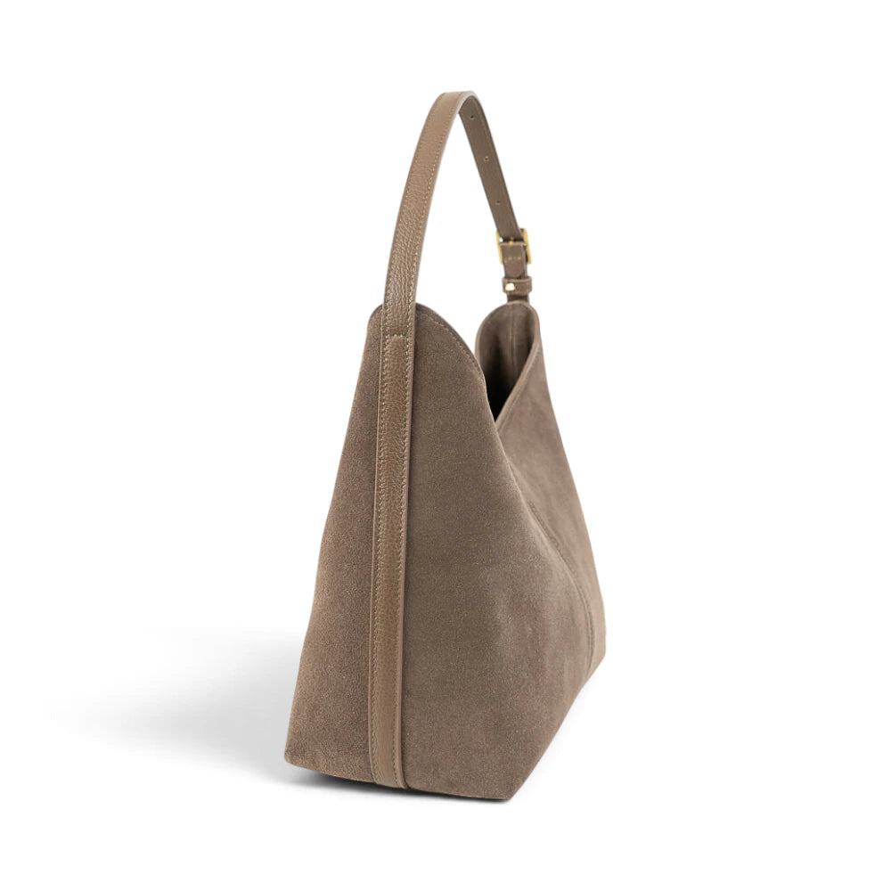 Geanta din piele naturala Suede Capuccino Thianna