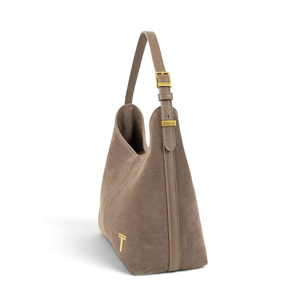 Geanta din piele naturala Suede Capuccino Thianna