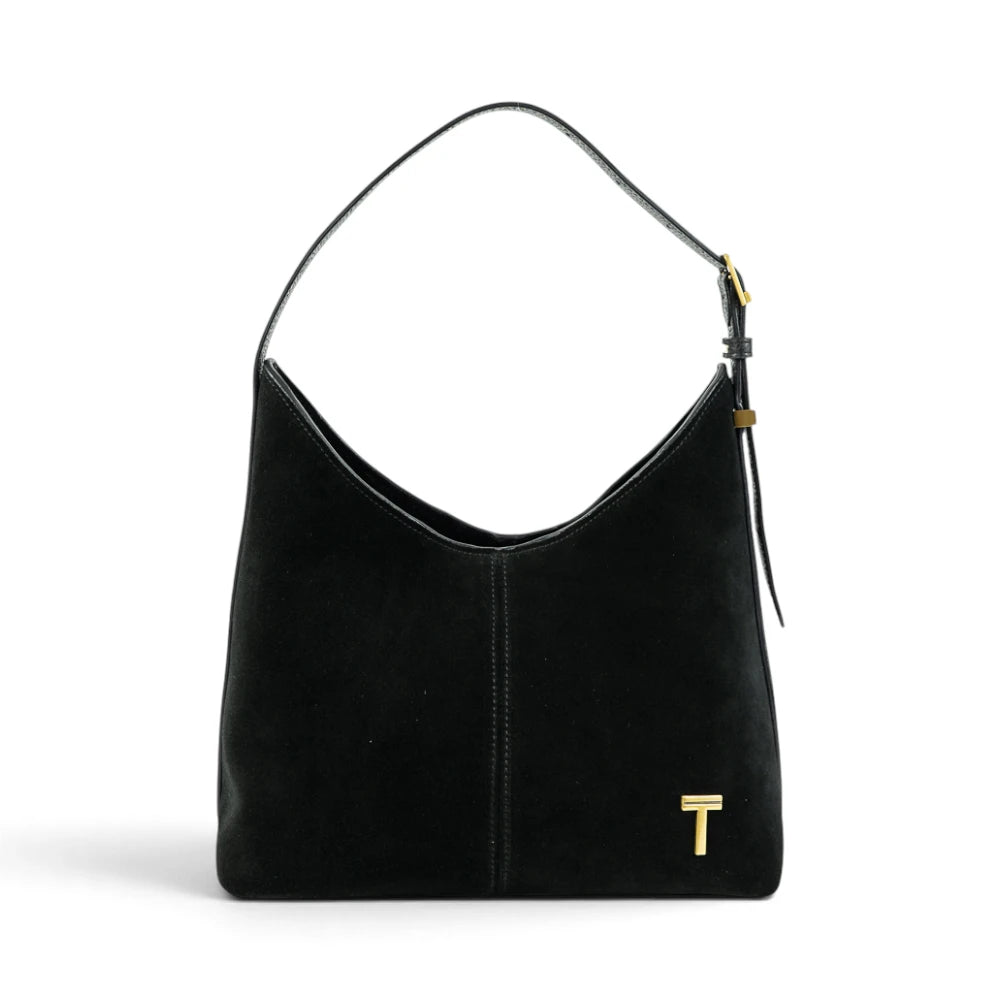 Geanta din piele naturala Suede Black  Thianna