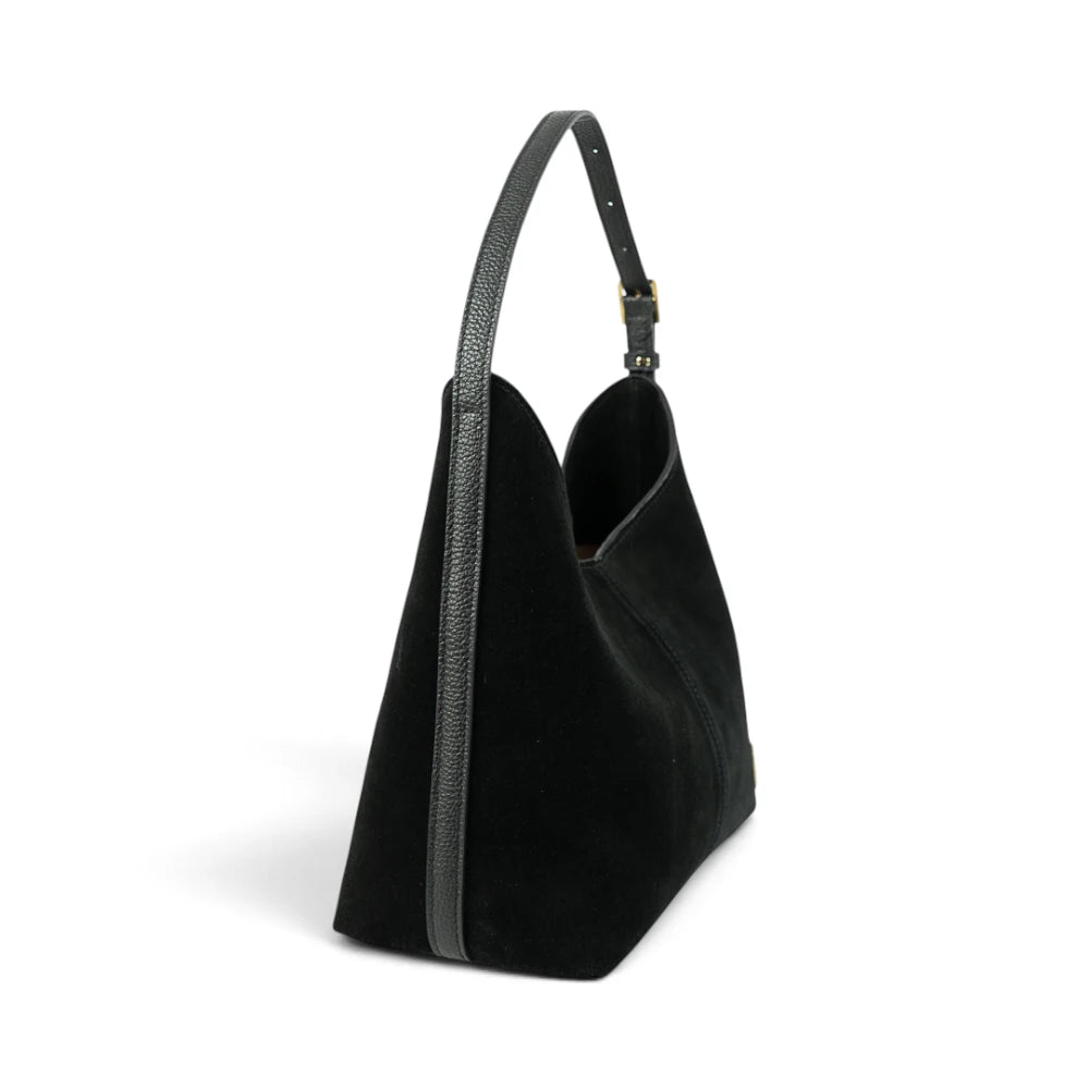 Geanta din piele naturala Suede Black  Thianna