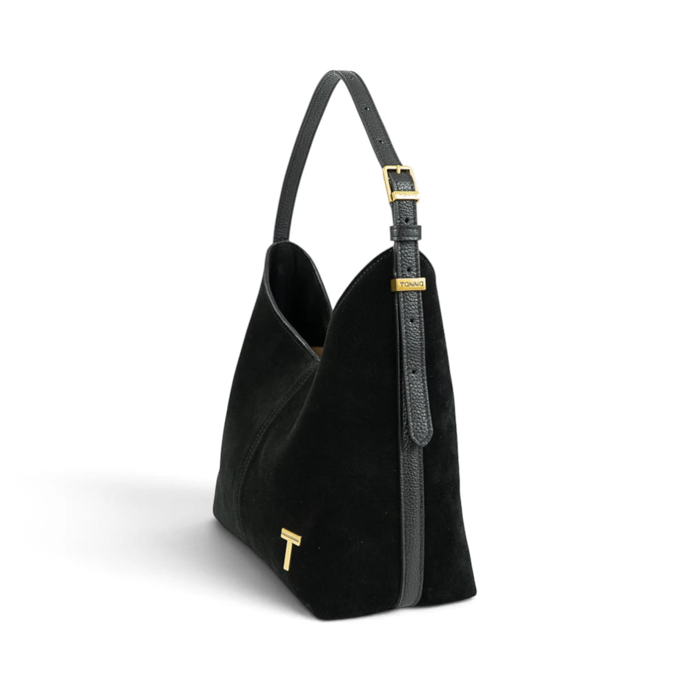 Geanta din piele naturala Suede Black  Thianna