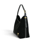 Geanta din piele naturala Suede Black  Thianna