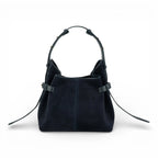 Geanta din piele întoarsă Navy Suede MICRO BOUCLE