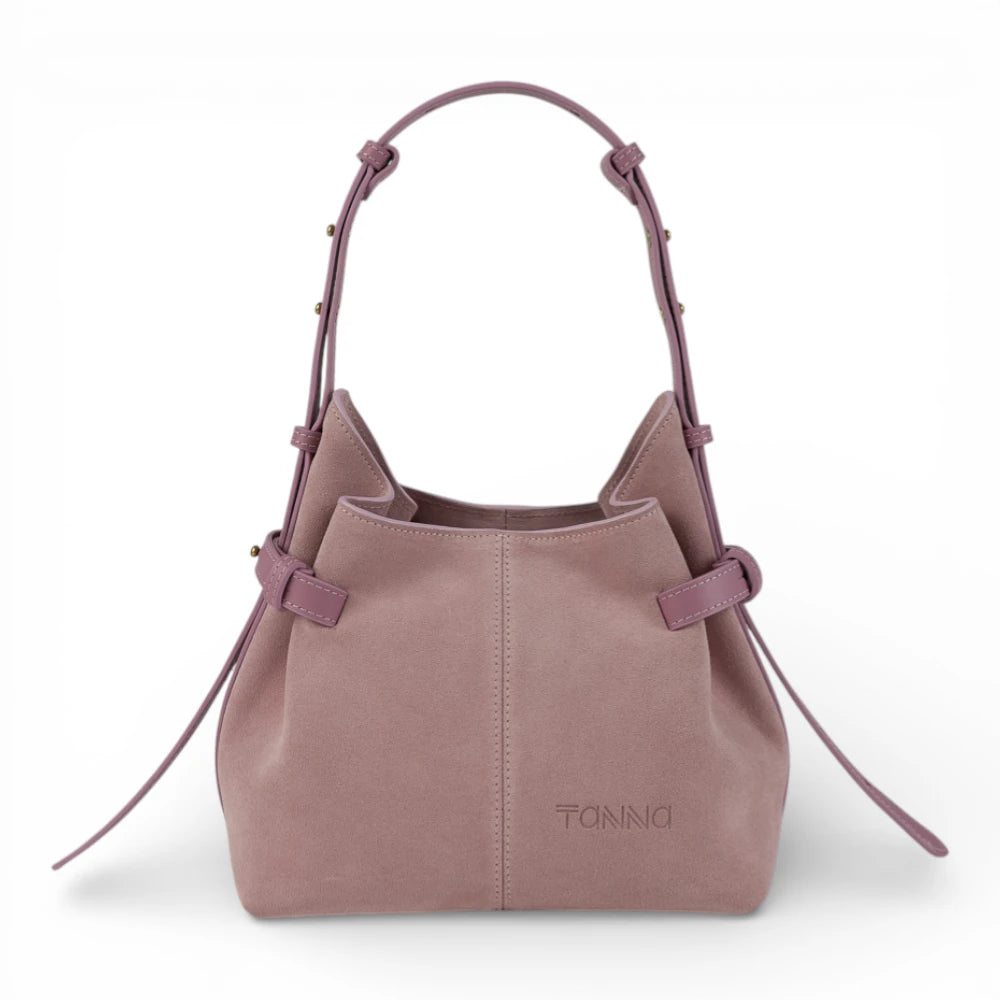 Geanta din piele întoarsă Powder pink Suede MICRO BOUCLE Imagine principală a produsului