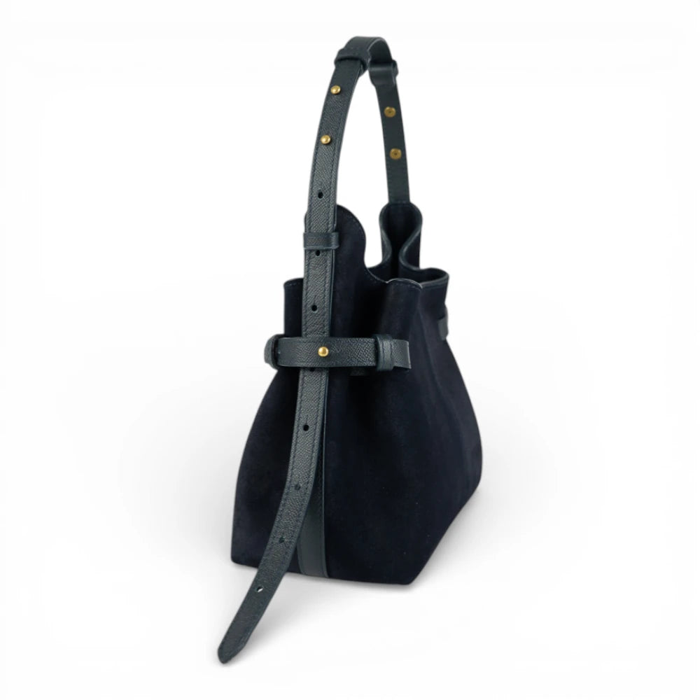 Geanta din piele întoarsă Navy Suede MICRO BOUCLE Imagine secundară a produsului