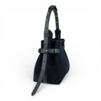 Geanta din piele întoarsă Navy Suede MICRO BOUCLE