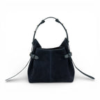 Geanta din piele întoarsă Navy Suede MICRO BOUCLE