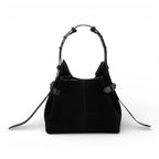 Geanta din piele întoarsă Black  Suede MICRO BOUCLE