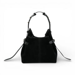 Geanta din piele întoarsă Black  Suede MICRO BOUCLE