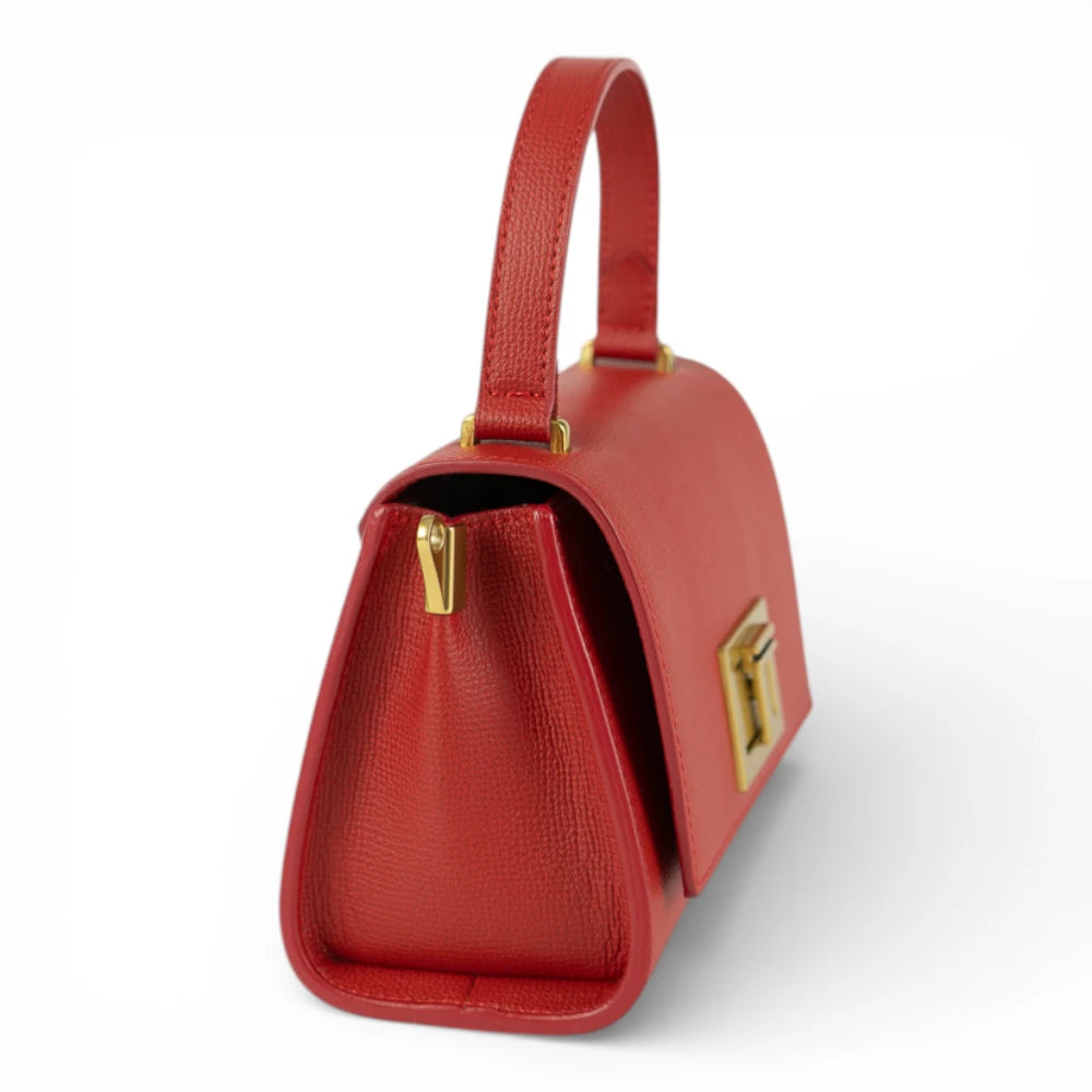 Geanta din piele naturala Red parmellato MINI POLINE editie limitata Imagine secundară a produsului