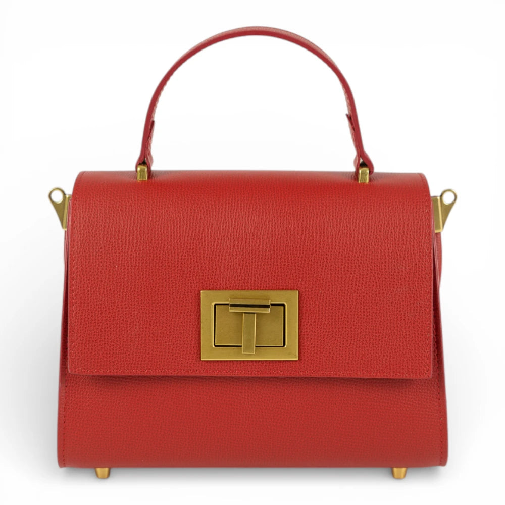 Geanta din piele naturala Red parmellato MINI POLINE editie limitata