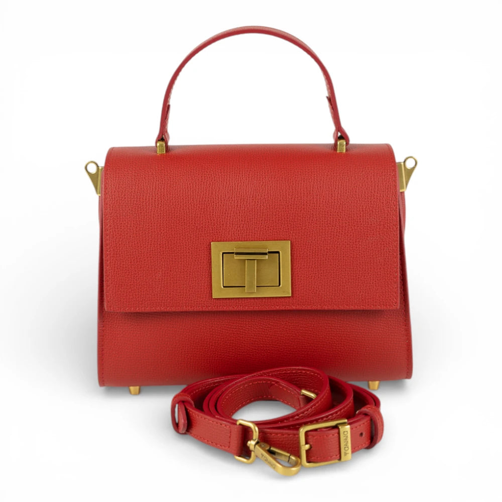 Geanta din piele naturala Red parmellato MINI POLINE editie limitata