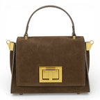 Geanta din piele naturala Chocolate Suede MICRO POLINE