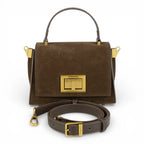 Geanta din piele naturala Chocolate Suede MICRO POLINE