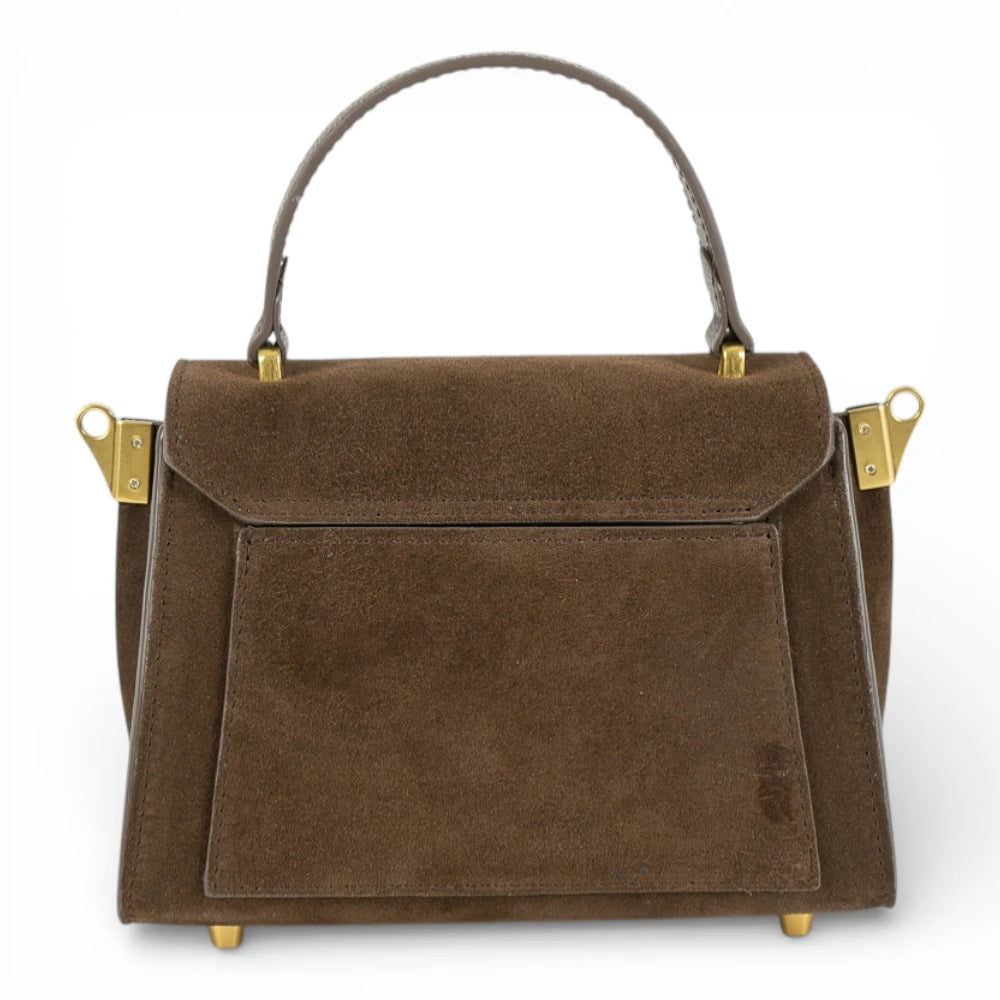 Geanta din piele naturala Chocolate suede MINI POLINE editie limitata