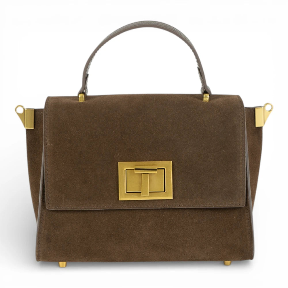 Geanta din piele naturala Chocolate suede MINI POLINE editie limitata