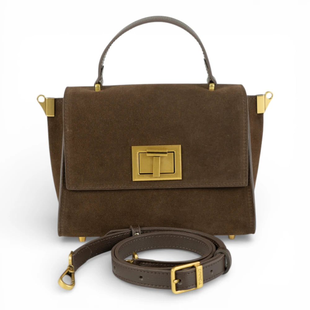 Geanta din piele naturala Chocolate suede MINI POLINE editie limitata