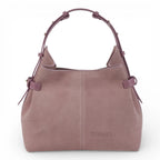 Geanta  din piele întoarsă Powder pink  Medium Boucle