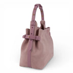 Geanta  din piele întoarsă Powder pink  Medium Boucle