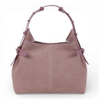 Geanta  din piele întoarsă Powder pink  Medium Boucle