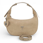 Geanta din piele naturala Bej Suede Moon Medium