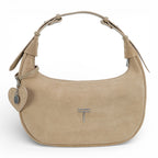 Geanta din piele naturala Bej Suede Moon Medium