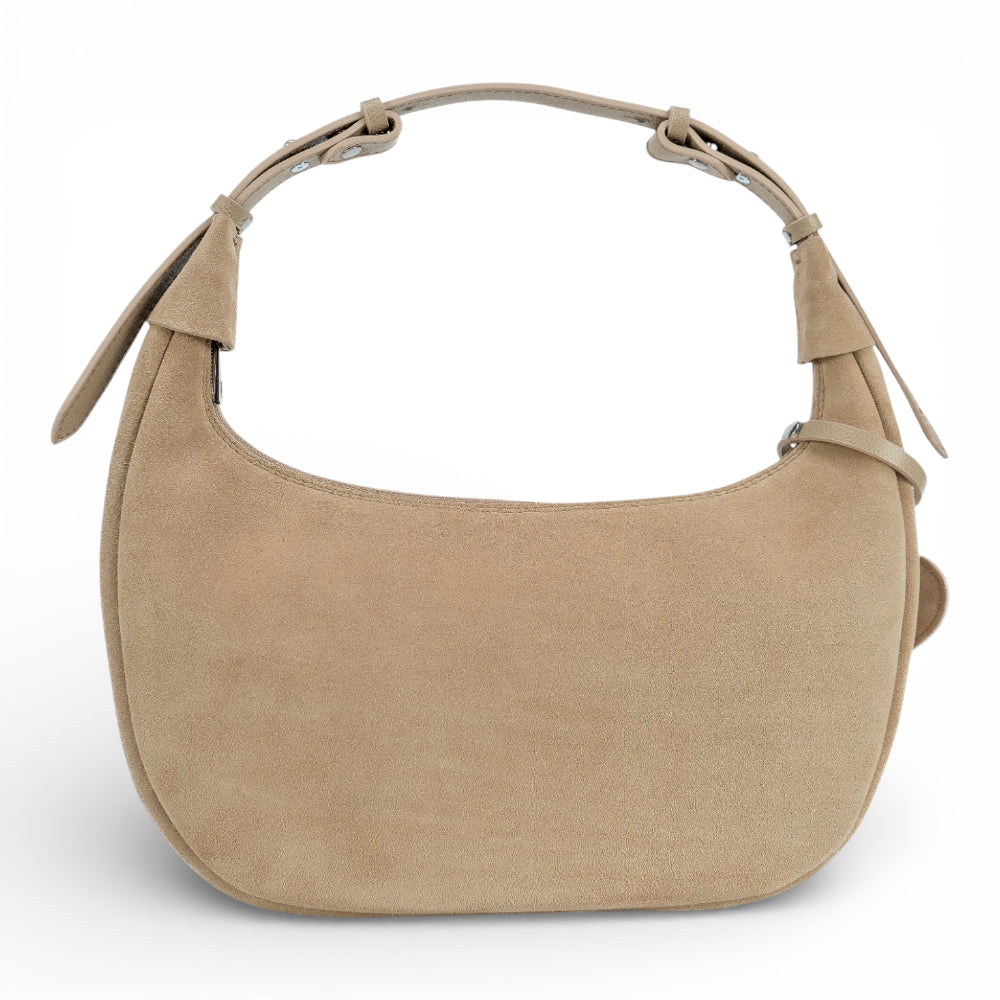 Geanta din piele naturala Bej Suede Moon Medium