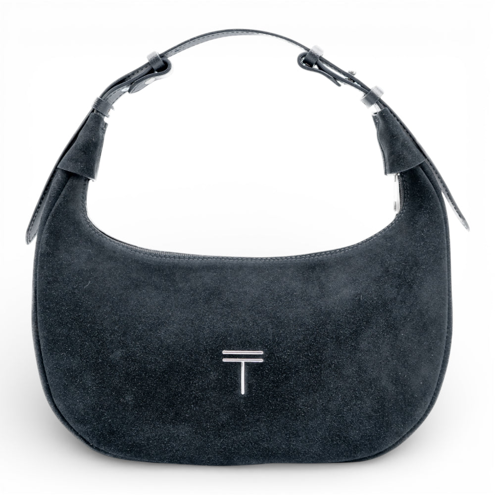 Geanta din piele naturala Bleumarin Suede Moon Medium Imagine principală a produsului