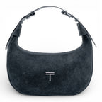 Geanta din piele naturala Bleumarin Suede Moon Medium