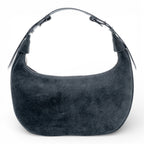 Geanta din piele naturala Bleumarin Suede Moon Medium