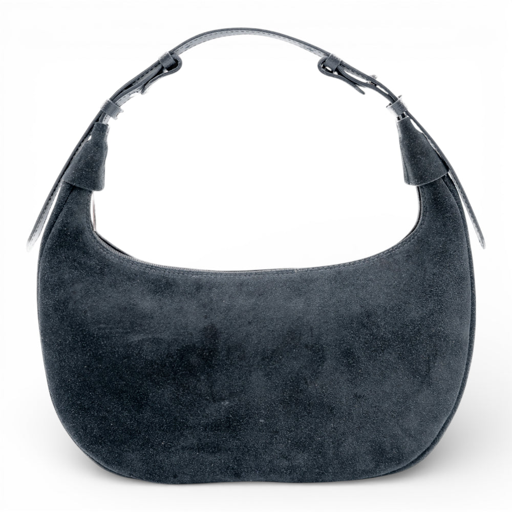 Geanta din piele naturala Bleumarin Suede Moon Medium