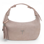 Geanta din piele naturala Roz Pudrat Suede Moon Medium