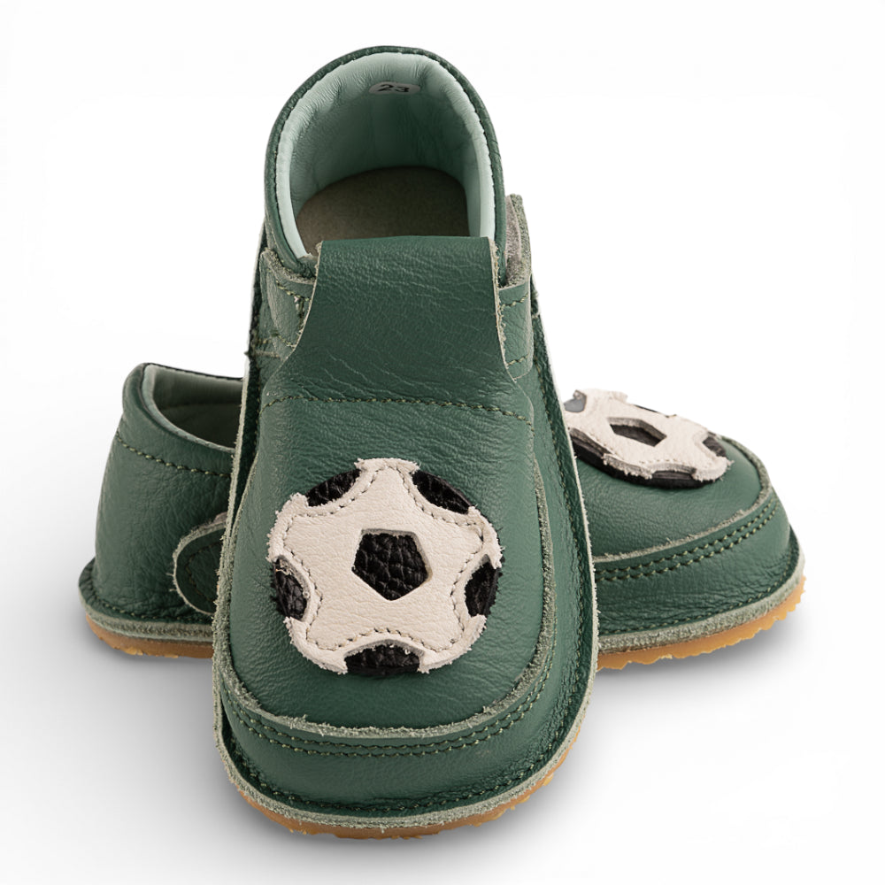 Pantofi barefoot din piele naturala Turcoaz Minge