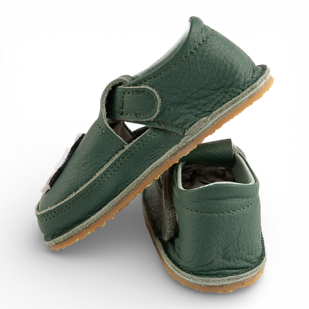 Pantofi barefoot din piele naturala Turcoaz Minge