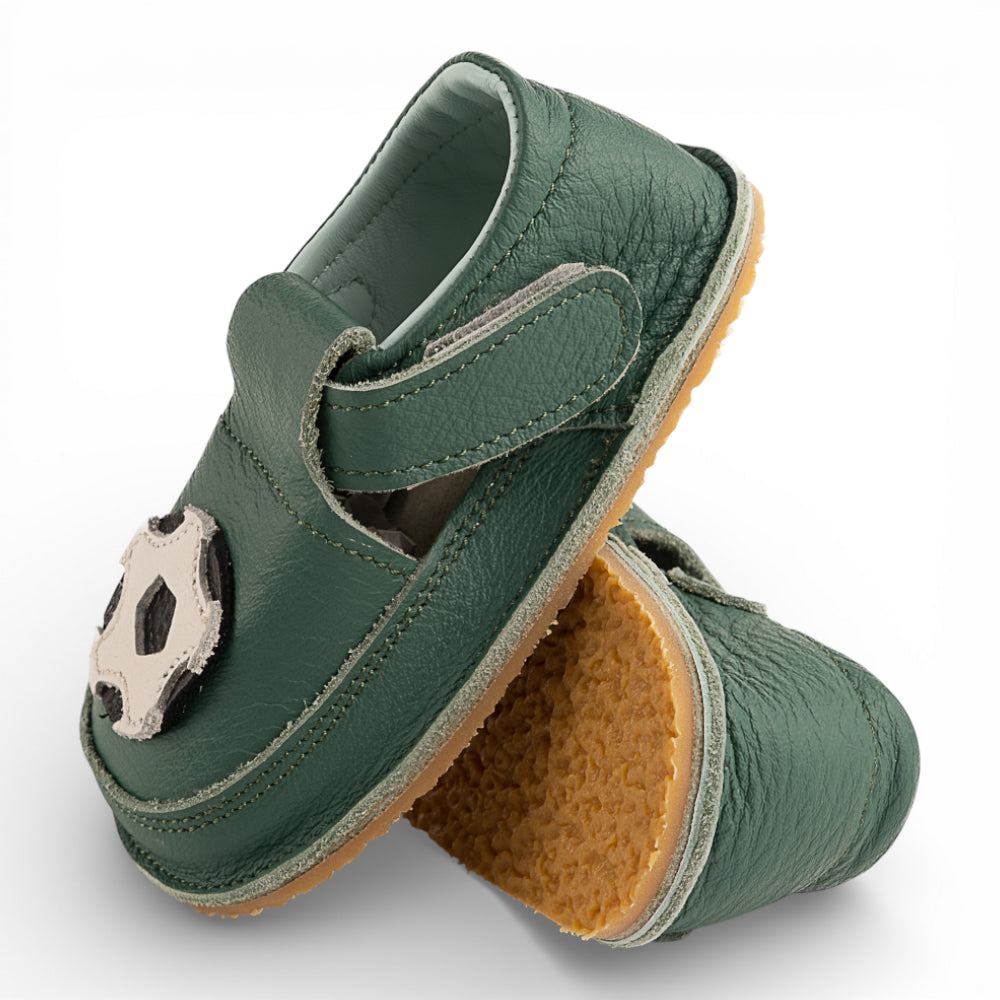 Pantofi barefoot din piele naturala Turcoaz Minge