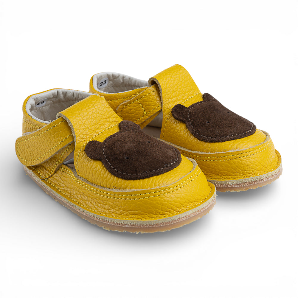 Pantofi barefoot din piele naturala Galben Ursulet Imagine secundară a produsului