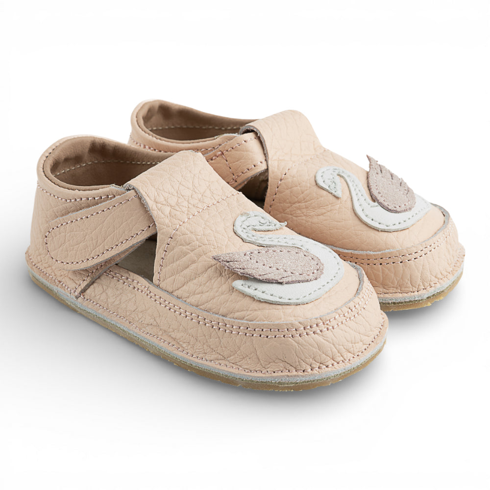 Pantofi barefoot din piele naturala Nude rose Lebada