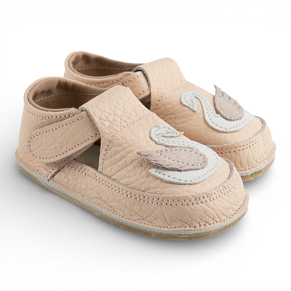 Pantofi barefoot din piele naturala Nude rose Lebada