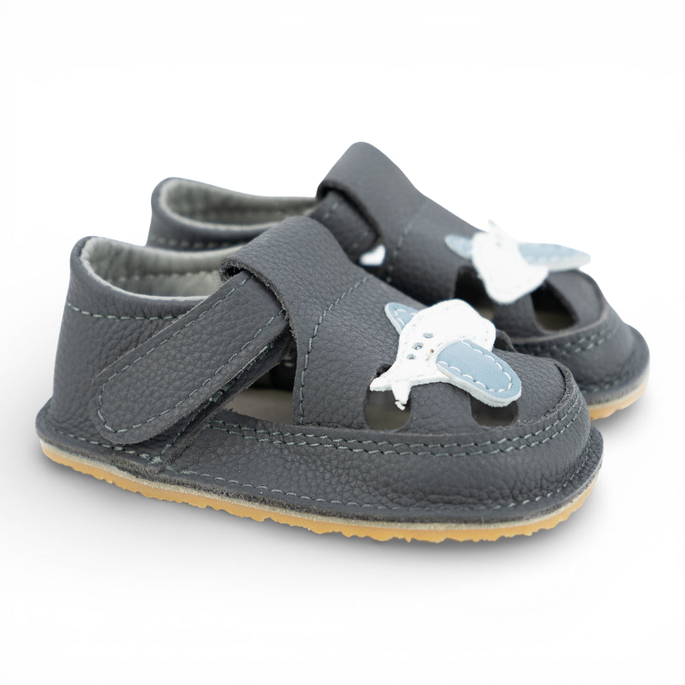 Sandale barefoot din piele naturala Gri Avion Imagine secundară a produsului