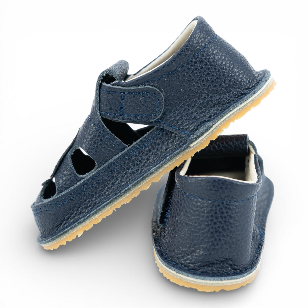 Sandale barefoot din piele naturala Bleumarin Minge