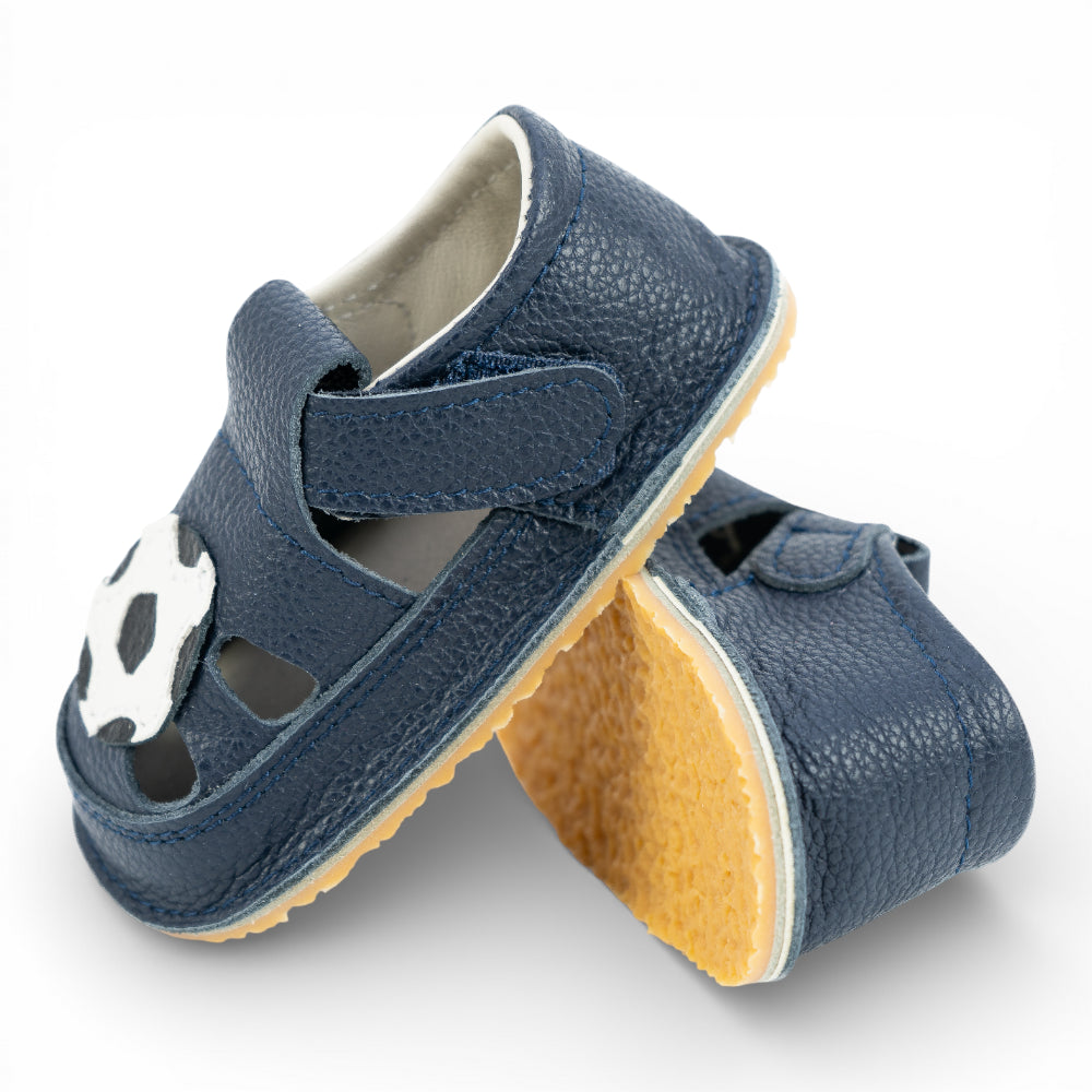 Sandale barefoot din piele naturala Bleumarin Minge