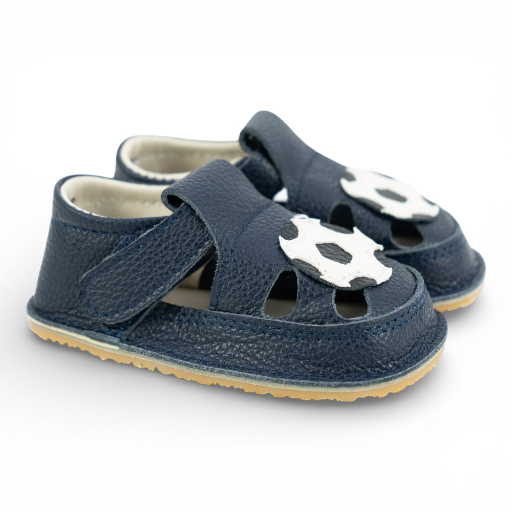 Sandale barefoot din piele naturala Bleumarin Minge