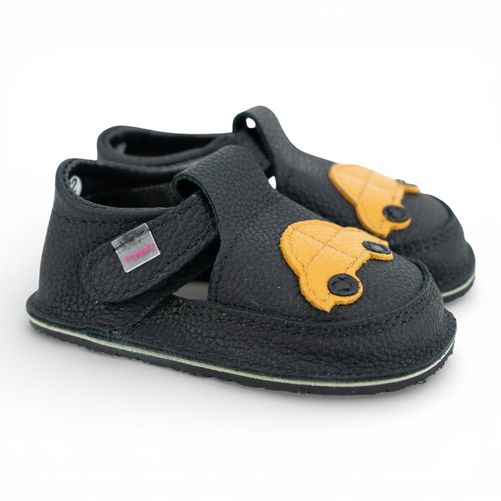 Pantofi barefoot din piele naturala Negru Masinuta