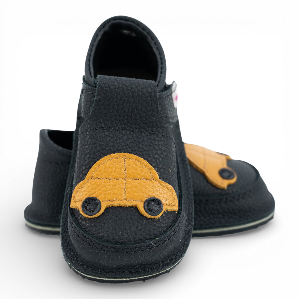 Pantofi barefoot din piele naturala Negru Masinuta