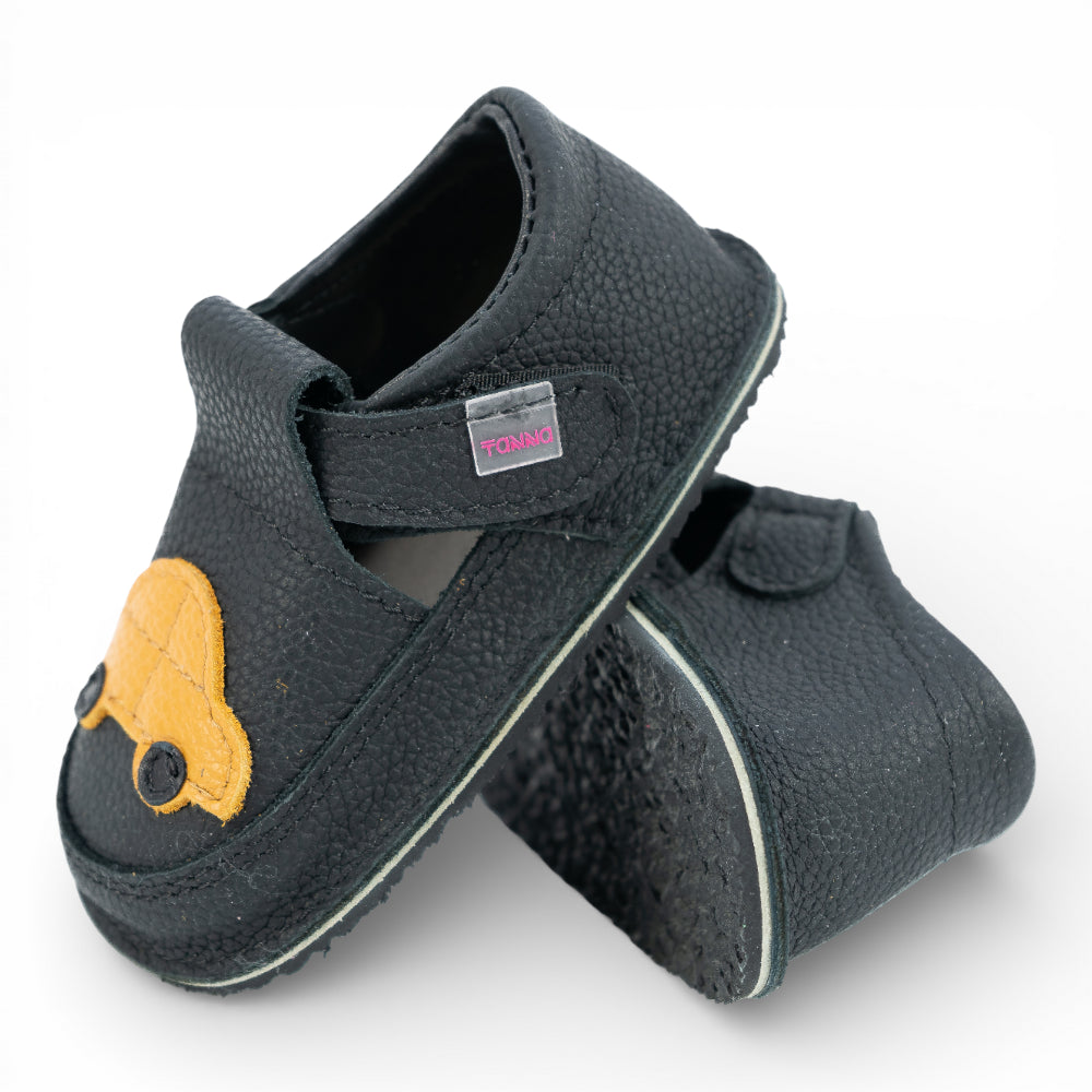 Pantofi barefoot din piele naturala Negru Masinuta