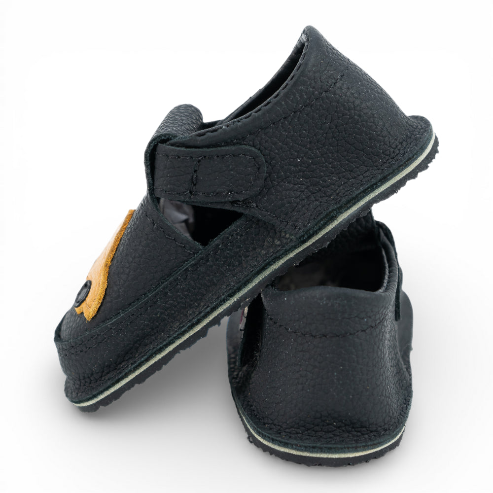 Pantofi barefoot din piele naturala Negru Masinuta